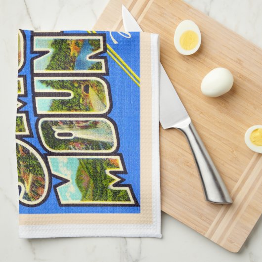 Große, rauchige Berge Vintag Postkarte Geschirrtuch (Viertel Falte)