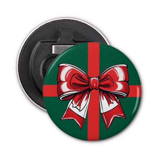 Große Red Bow Grüne Weihnachtsdekoration Urlaub He Flaschenöffner (Vorderseite)