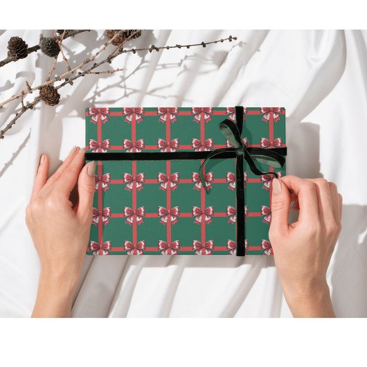 Große Red Bow Grüne Weihnachtsdekoration Urlaub He Geschenkpapier