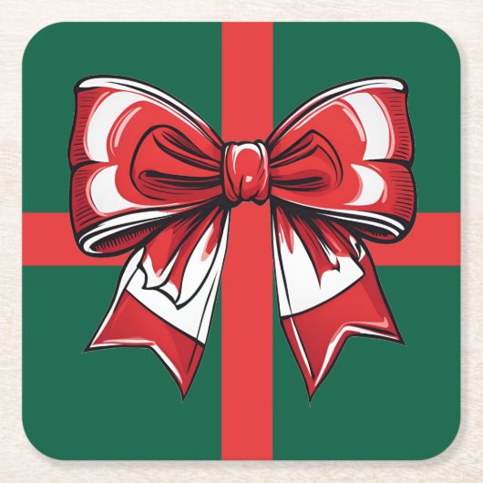 Große Red Bow Grüne Weihnachtsdekoration Urlaub He Rechteckiger Pappuntersetzer (Vorderseite)