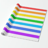 Große Regenbogenfarben und weiße Streifen Geschenkpapier (Ungerollt)