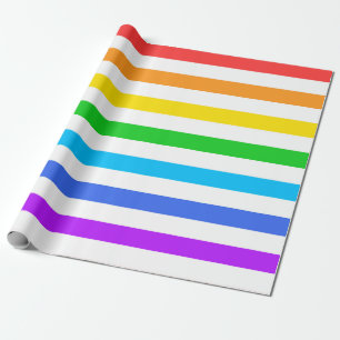 Große Regenbogenfarben und weiße Streifen Geschenkpapier