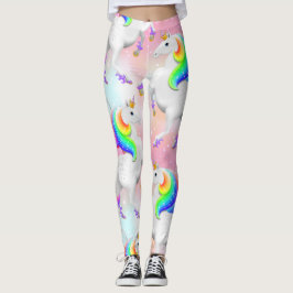 Große Regenbogenpresse auf rosa und blau Leggings