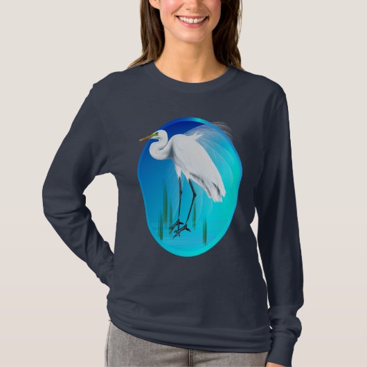Große Reiher-Oval-Shirts T-Shirt (Vorderseite)