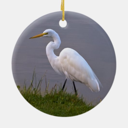 Große Reiher-Weihnachtsverzierung Keramikornament (Hinten)