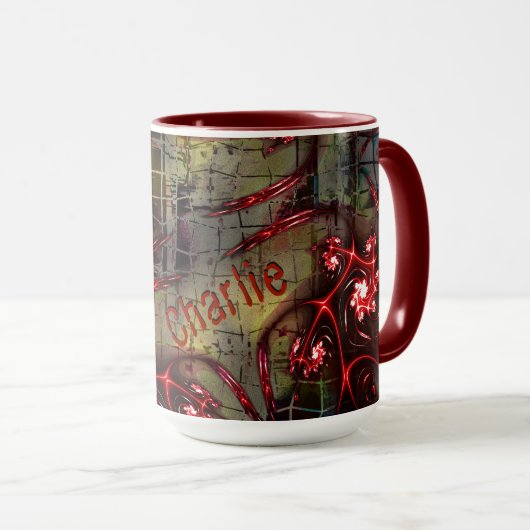 Große Relation von seltsamem Fraktal über altertüm Tasse (VorderseiteRechts)