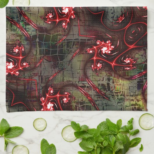 Große Relation von seltsamem Fraktal über gealtert Geschirrtuch (Gefaltet)