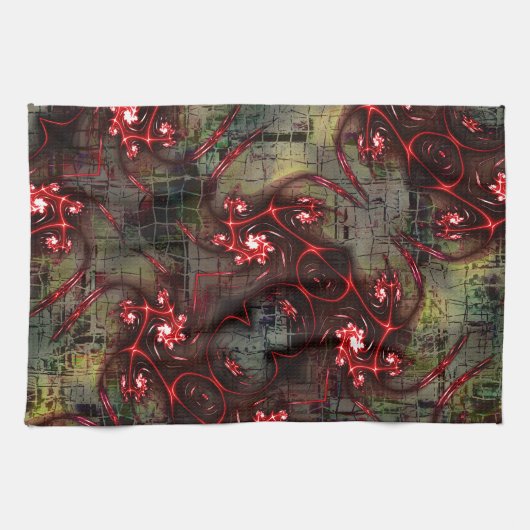 Große Relation von seltsamem Fraktal über gealtert Geschirrtuch (Horizontal)