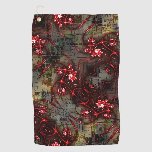 Große Relation von seltsamem Fraktal über gealtert Golfhandtuch (Vorderseite)