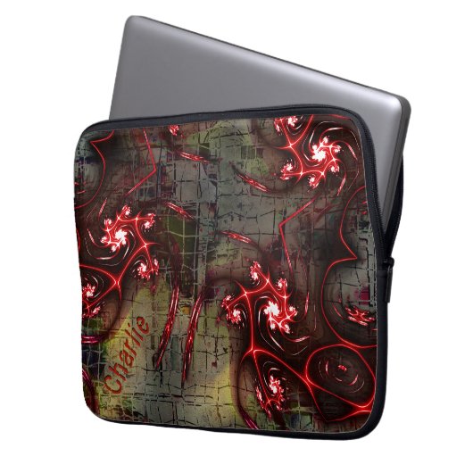 Große Relation von seltsamem Fraktal über gealtert Laptopschutzhülle (Vorderseite Links)