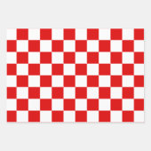 Große Retro-Checkerboard Rot und Grün Weihnachten Geschenkpapier Set (Vorderseite)