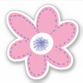 Große Retro Pink Periwinkle Weiße Blume Aufkleber (Vorderseite)