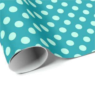 Große Retro Punkte - Aqua auf Türkis Geschenkpapier