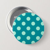 Große Retro Punkte - Aqua und Türkis Button (Vorne & Hinten)