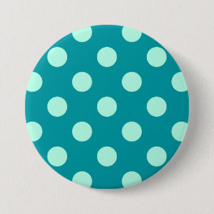 Große Retro Punkte - Aqua und Türkis Button