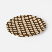 Große Retro-Punkte - braun und schokoladenbraun Pappteller (Schrägansicht)