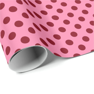 Große Retro Punkte - Burgunder auf Rosa Geschenkpapier