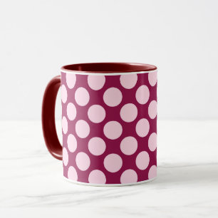 Große retro Punkte - Burgunder- und Muschelrosa Tasse