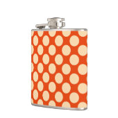 Große Retro-Punkte - hellorange und Mandarine Flachmann (Links)