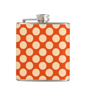 Große Retro-Punkte - hellorange und Mandarine Flachmann