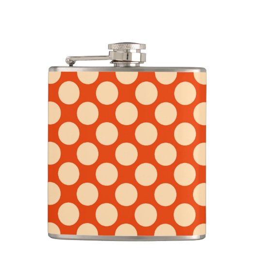 Große Retro-Punkte - hellorange und Mandarine Flachmann (Vorderseite)