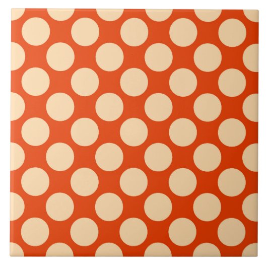 Große Retro-Punkte - hellorange und Mandarine Fliese (Vorderseite)