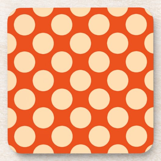 Große Retro-Punkte - hellorange und Mandarine Getränkeuntersetzer (Vorderseite)
