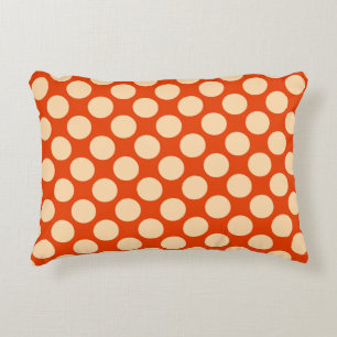 Große Retro-Punkte - hellorange und Mandarine Zierkissen
