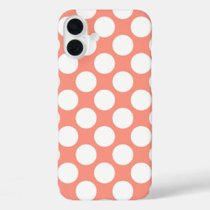 Große Retro-Punkte - Korallen in Rosa und Weiß iPhone 16 Plus Hülle