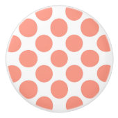 Große Retro-Punkte - Korallen in Rosa und Weiß Keramikknauf (Vorderseite)