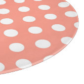 Große Retro-Punkte - Korallen in Rosa und Weiß Schneidebrett (Ecke)