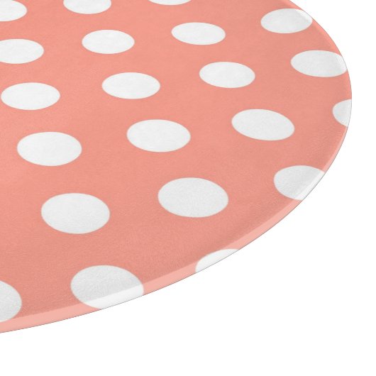 Große Retro-Punkte - Korallen in Rosa und Weiß Schneidebrett (Ecke)