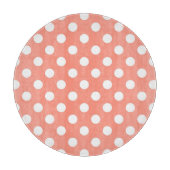 Große Retro-Punkte - Korallen in Rosa und Weiß Schneidebrett (Vorderseite)