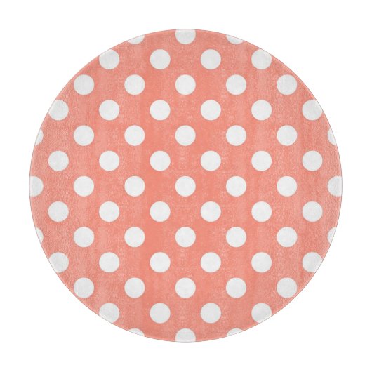 Große Retro-Punkte - Korallen in Rosa und Weiß Schneidebrett (Vorderseite)