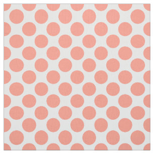 Große Retro Punkte - korallenrotes rosa und Weiß Stoff