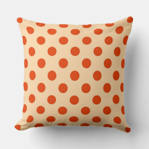 Große Retro-Punkte - Mandarin und Blassorange Kissen