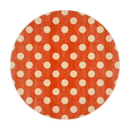 Große Retro-Punkte - Mandarin und Blassorange Schneidebrett (Vorderseite)