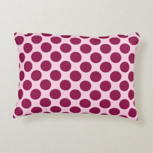 Große Retro-Punkte - Muschel pink und bordeauxrot Zierkissen