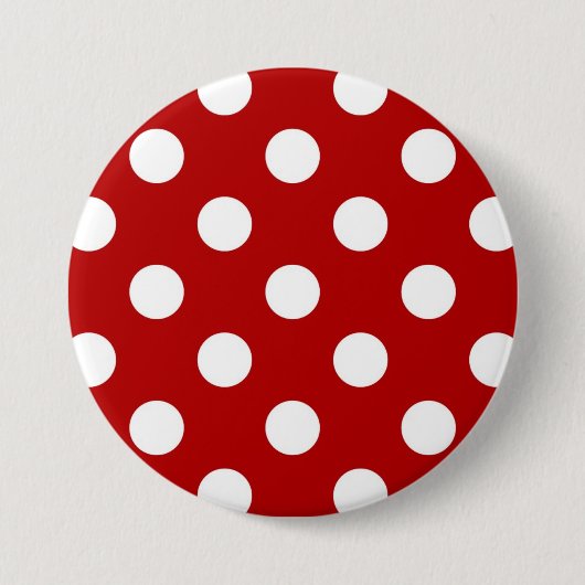 Große Retro Punkte - Rot und Weiß Button (Vorderseite)