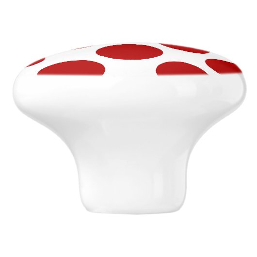 Große Retro Punkte - Rot und Weiß Keramikknauf (Seitenansicht)