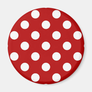 Große Retro Punkte - Rot und Weiß Magnet