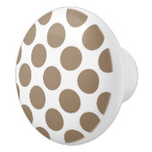 Große Retro-Punkte - taupe Bräune und Weiß Keramikknauf (Rechts)