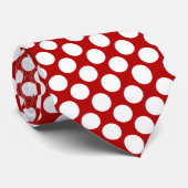 Große Retro Punkte - Weiß und Rot Krawatte (Gerollt)