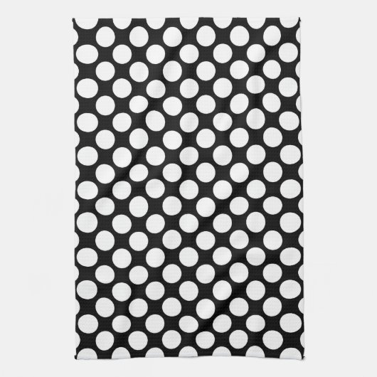 Große Retro-Punkte - weiß und schwarz Handtuch (Vertikal)