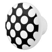 Große Retro Punkte - Weiß und Schwarzes Keramikknauf (Rechts)