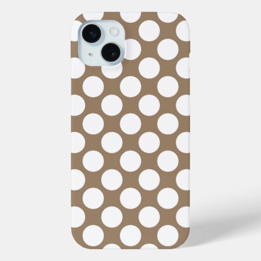Große Retro-Punkte - weiß und taupbraun Case-Mate iPhone Hülle (Rückseite)