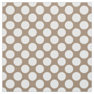 Große Retro Punkte - Weiß und Taupe bräunen sic Stoff