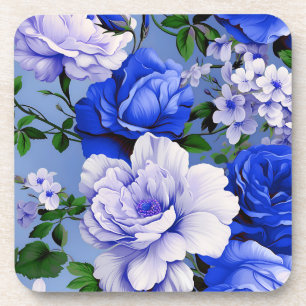 Große Retroblaue Rosenblume Getränkeuntersetzer