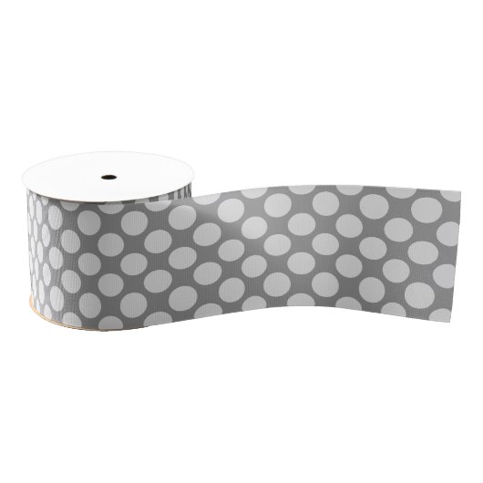 Große Retrodots - grau/grau Ripsband (Spule)