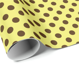 Große Retrodots - schokoladenbraun auf Gold Geschenkpapier